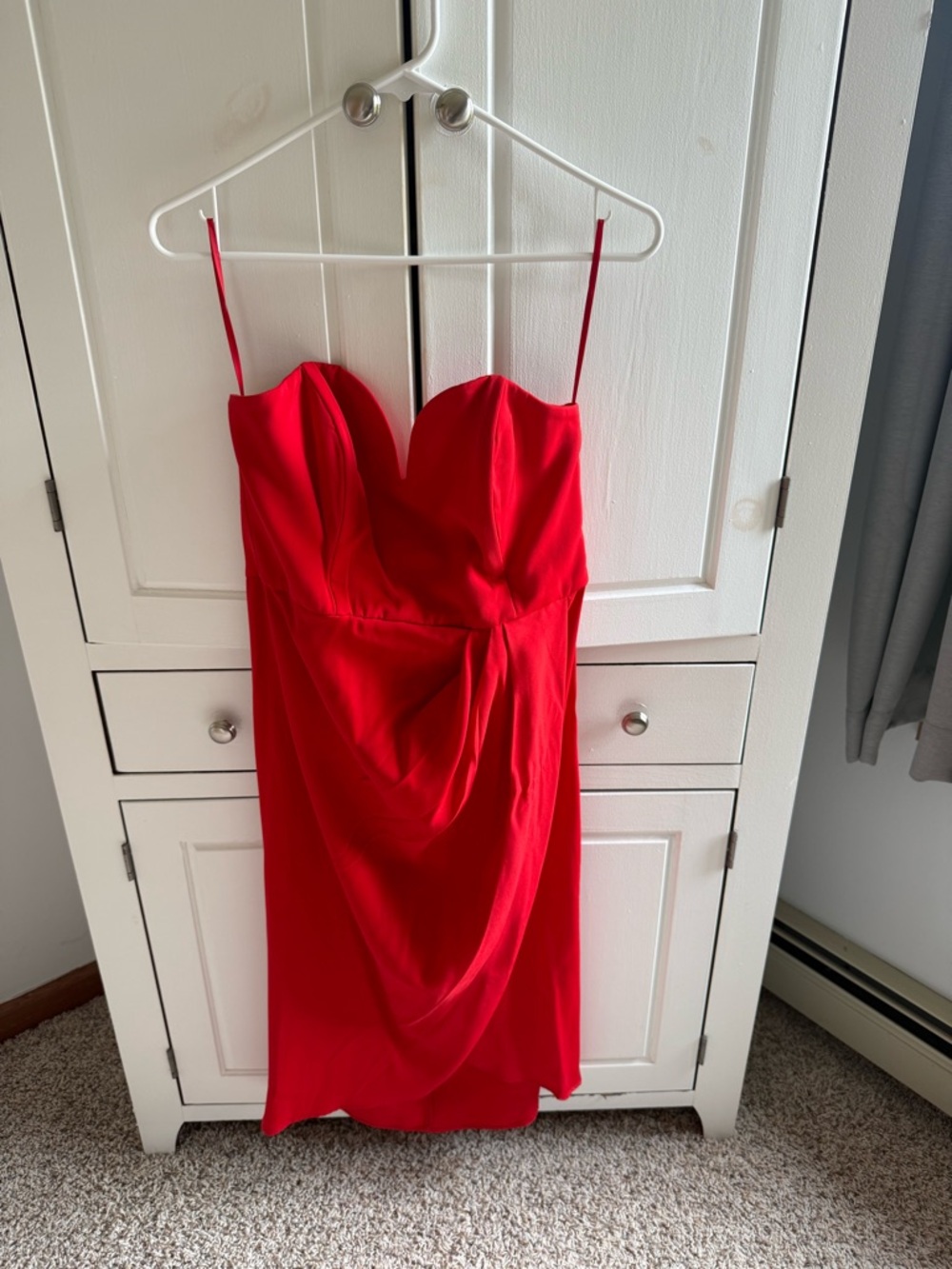 Shona Joy Red Strapless Draped Cocktail Dress